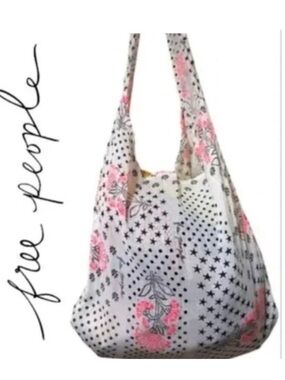 Free People Reusable Canvas Lightweight Shopping Bag Flowers Polka Dots